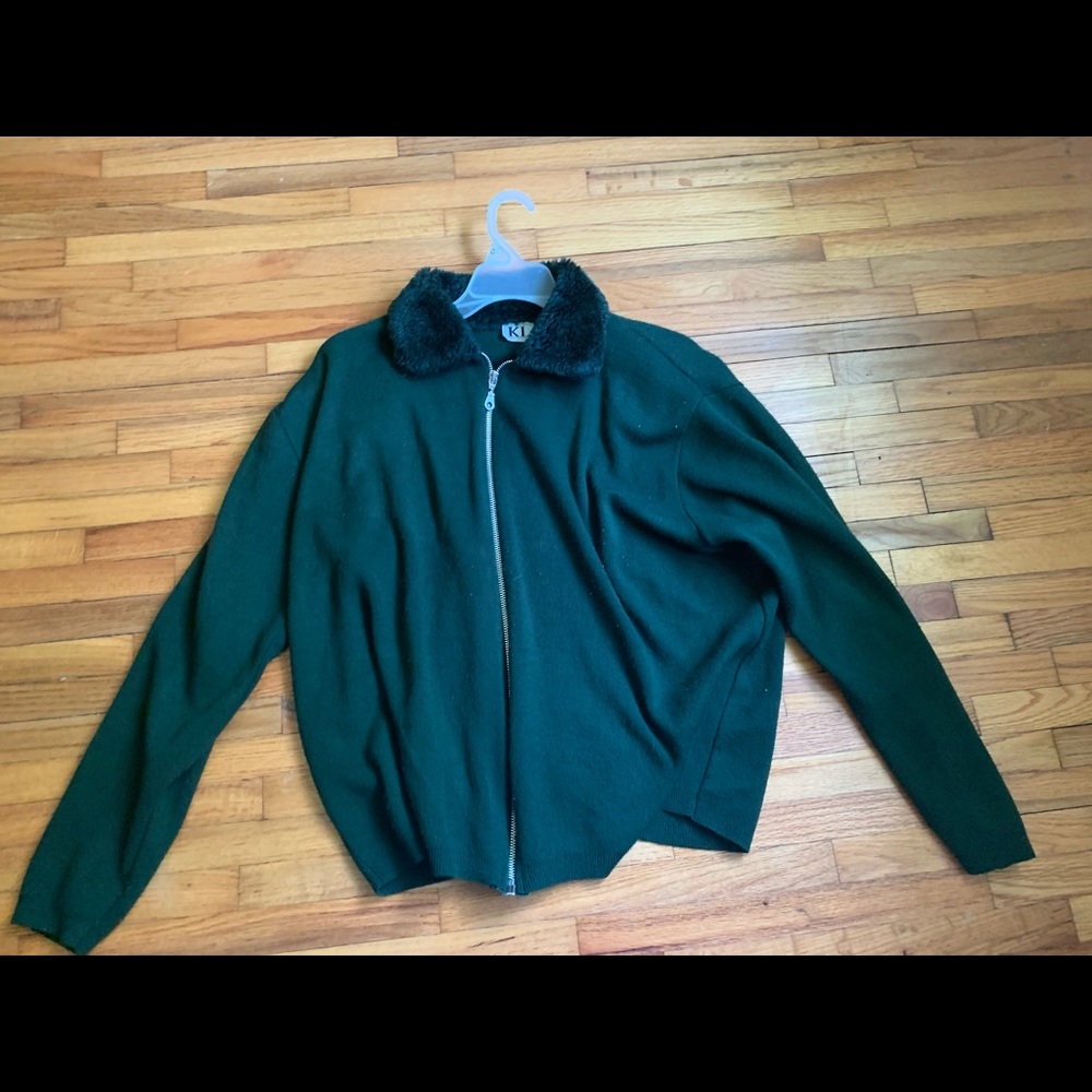 Vintage Green KL Collection Zip-Up Jacket